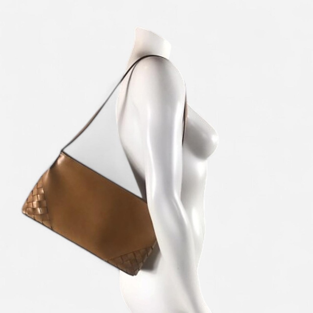 Vintage Nine West Y2K Camel Brown Faux Woven Leather Small Shoulder Zipper Bag